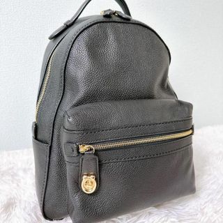 コーチ(COACH)の極美品 大容量 コーチ オールレザー リュック 高級 シボ革 バックパック  黒(リュック/バックパック)