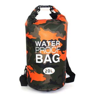 プールバッグ 防水 リュック バックパック オレンジ×迷彩 20L G068(トレーニング用品)