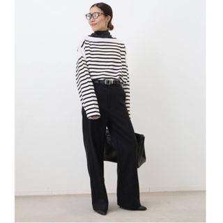 アパルトモンドゥーズィエムクラス(L'Appartement DEUXIEME CLASSE)のアパルトモン【GOOD GRIEF!】Border TOPS ブラック(Tシャツ/カットソー(七分/長袖))