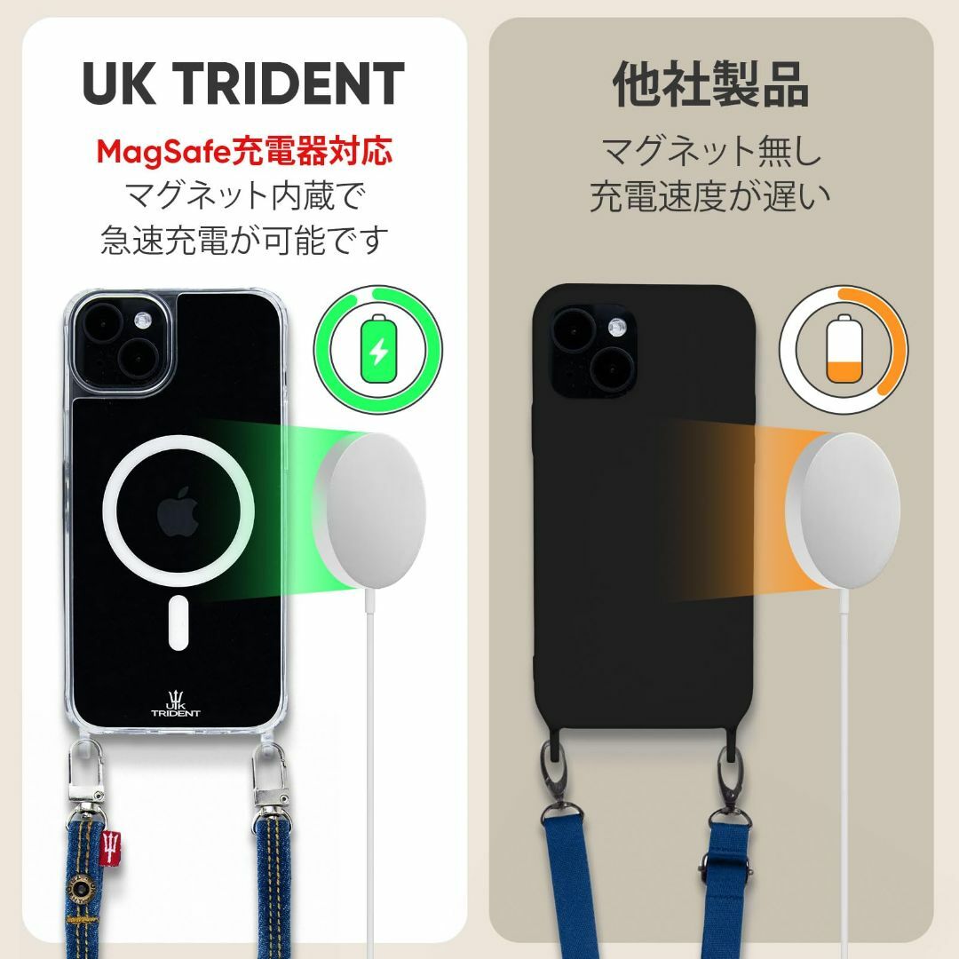 UK Trident デニム スマホショルダー ストラップ iPhone14PL スマホ/家電/カメラのスマホアクセサリー(その他)の商品写真