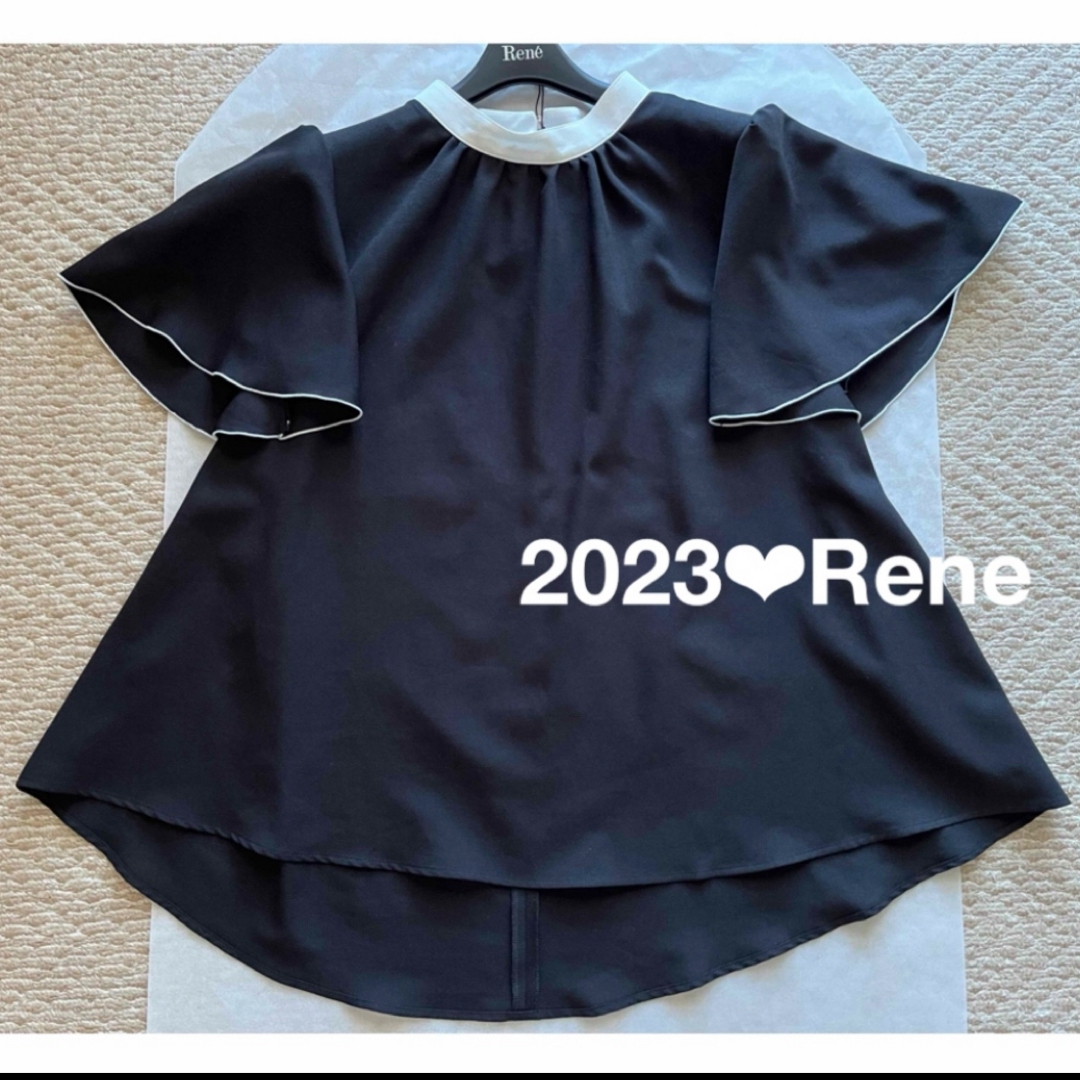 René(ルネ)のルネ Rene❤︎2023❤︎Bi-Color ブラウス❤︎ブラック❤︎34 レディースのトップス(シャツ/ブラウス(半袖/袖なし))の商品写真