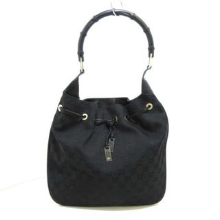 グッチ(Gucci)のGUCCI(グッチ) ショルダーバッグ GG柄 0014033 黒 バンブー ジャガード×レザー(ショルダーバッグ)