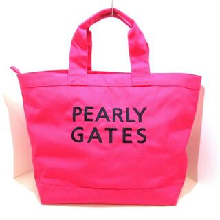 パーリーゲイツ(PEARLY GATES)のPEARLY GATES(パーリーゲイツ) ボストンバッグ美品  - ピンク×ブラック 本体ロックなし キャンバス(ボストンバッグ)