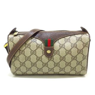 グッチ(Gucci)のGUCCI(グッチ) ショルダーバッグ アクセサリーコレクション,GGプラス・GGスプリーム,シェリー(ウェブ) ベージュ×ダークブラウン ×マルチ PVC(塩化ビニール)×レザー (ショルダーバッグ)