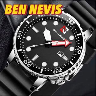 新品 BEN NEVIS ダイバータイプウォッチ ブラック メンズ腕時計  SS(腕時計(アナログ))