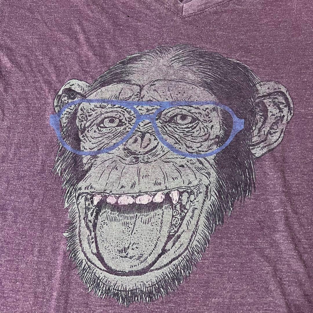 US 古着　Tシャツ　メガネ猿　モンキー　Ape パープル　ヴィンテージ メンズのトップス(Tシャツ/カットソー(半袖/袖なし))の商品写真