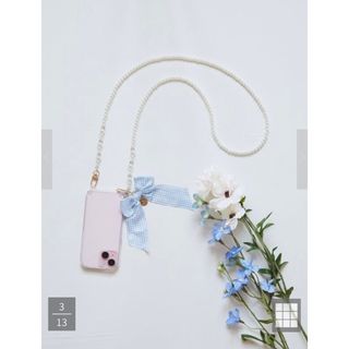 メゾンドフルール(Maison de FLEUR)のMaison de FLEUR チェックリボンラインストーンパールチェーン(チャーム)