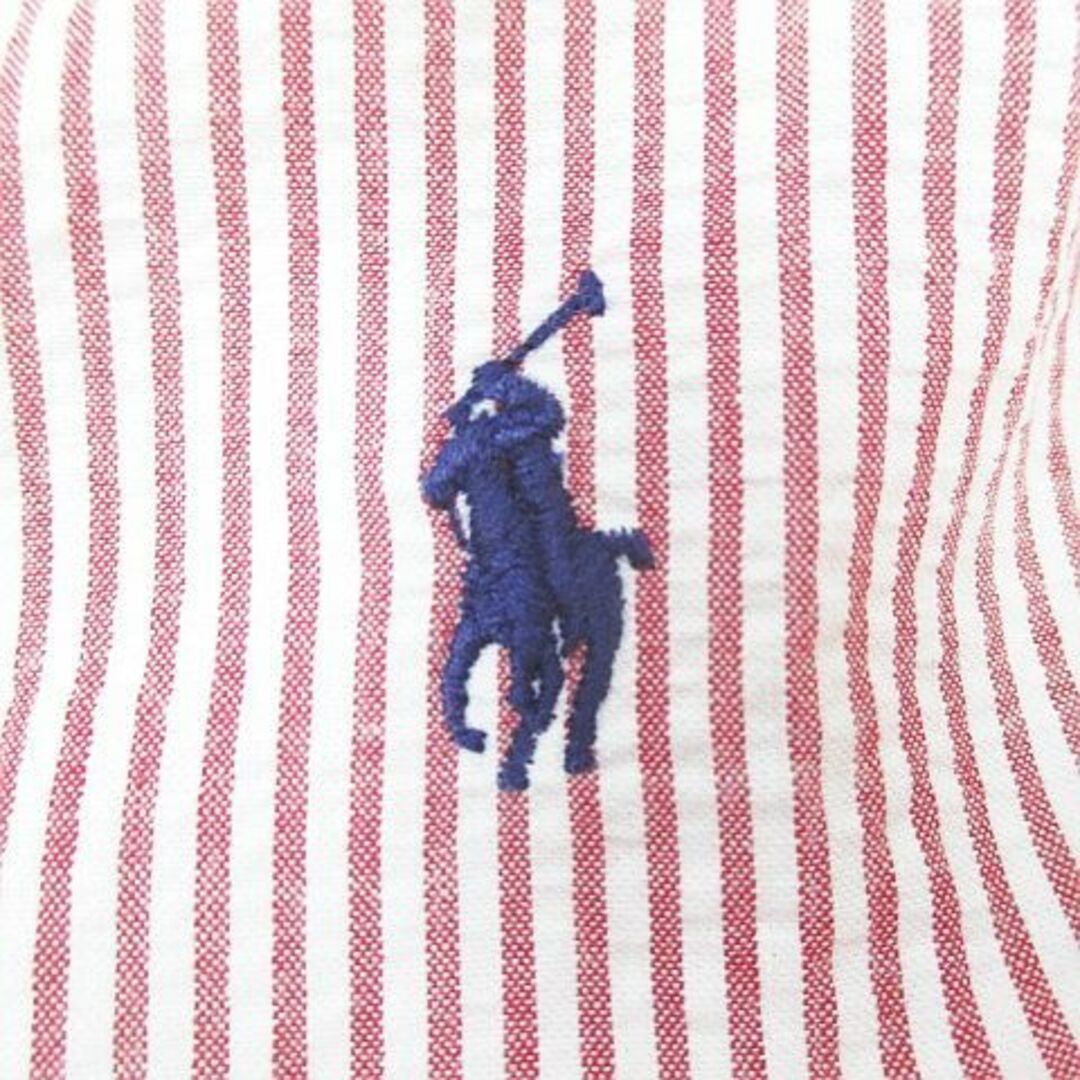 POLO RALPH LAUREN(ポロラルフローレン)のポロ バイ ラルフローレン ストライプ柄 半袖 シャツ ボタンダウン L 赤 綿 メンズのトップス(シャツ)の商品写真