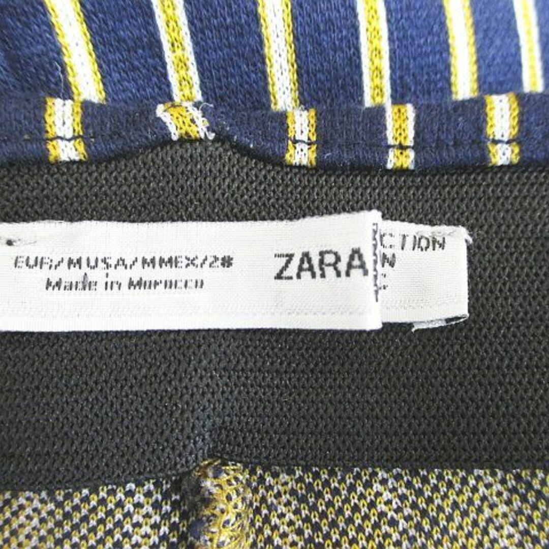 ZARA(ザラ)のザラ ストライプ柄 膝丈 タイトスカート M 紺系 ネイビー ストレッチ 綿 レディースのスカート(ひざ丈スカート)の商品写真