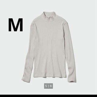 ユニクロ(UNIQLO)のユニクロ ハイネックリブT ライトグレー M(カットソー(長袖/七分))