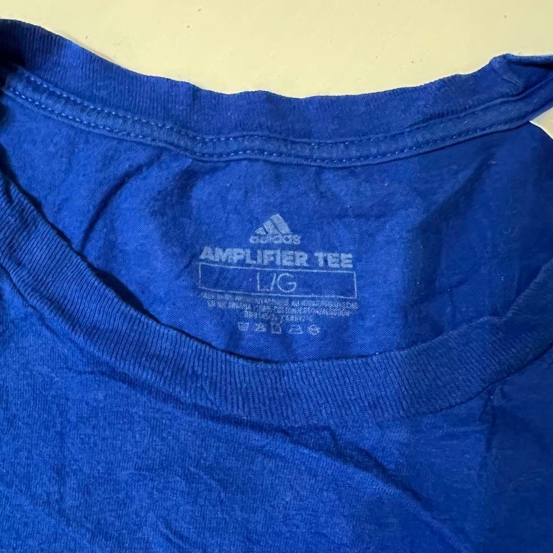 US 古着　アディダス adidas Tシャツ　ブルー　青　ビッグロゴ　L 輸入 メンズのトップス(Tシャツ/カットソー(半袖/袖なし))の商品写真