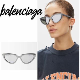 バレンシアガ(Balenciaga)のバレンシアガ  キャットアイ サングラス シルバー BB0182S(サングラス/メガネ)