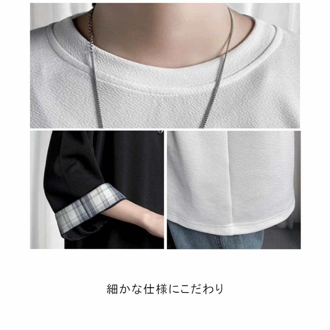 [unifiss] トップス メンズ 袖 チェック 柄 プルオーバー Tシャツ  メンズのファッション小物(その他)の商品写真