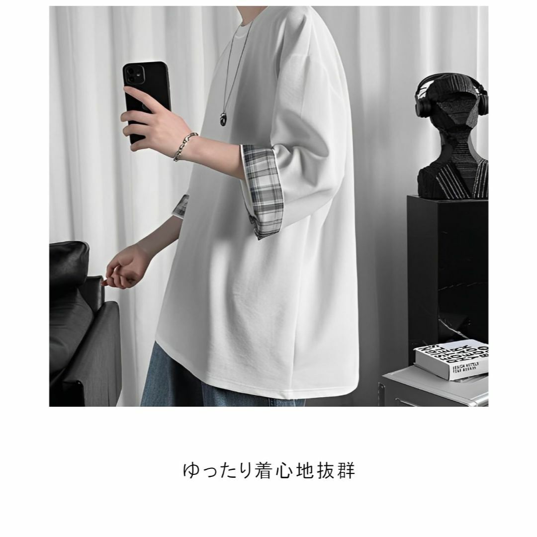 [unifiss] トップス メンズ 袖 チェック 柄 プルオーバー Tシャツ  メンズのファッション小物(その他)の商品写真