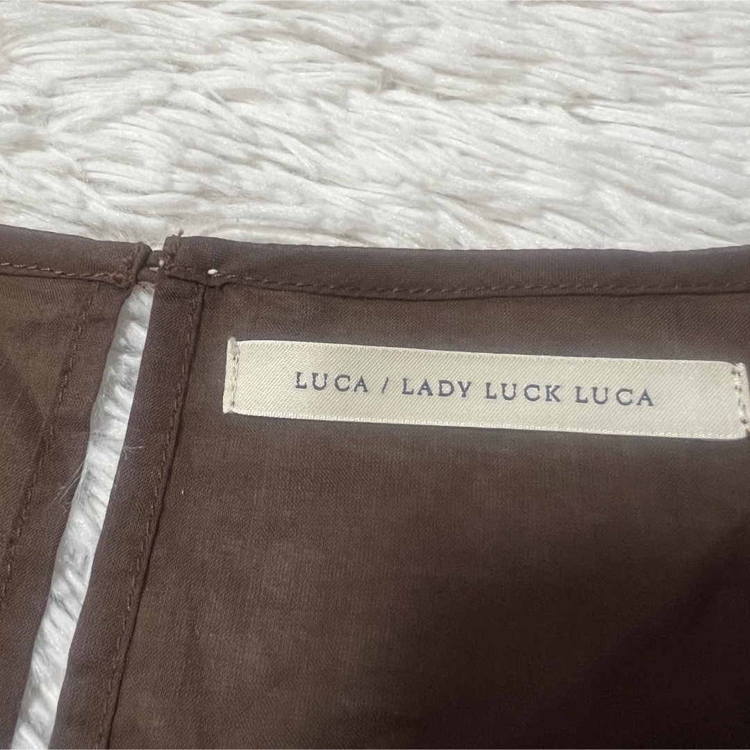 LUCA/LADY LUCK LUCA(ルカレディラックルカ)の【美品】LUCA レディラックルカ　定価8800円　ティアードブラウス　ブラウン レディースのトップス(シャツ/ブラウス(半袖/袖なし))の商品写真