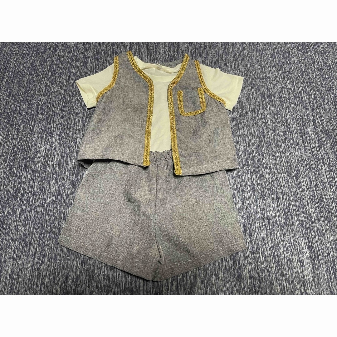 ハーフバースデー　ベスト　パンツ　クラウン３点セット キッズ/ベビー/マタニティのベビー服(~85cm)(セレモニードレス/スーツ)の商品写真