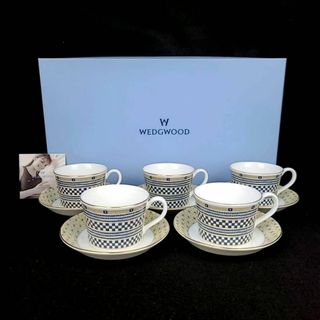 ウェッジウッド(WEDGWOOD)の☆未使用 ◆ ウェッジウッド　サムライ　カップ&ソーサー　5客　箱つき(グラス/カップ)