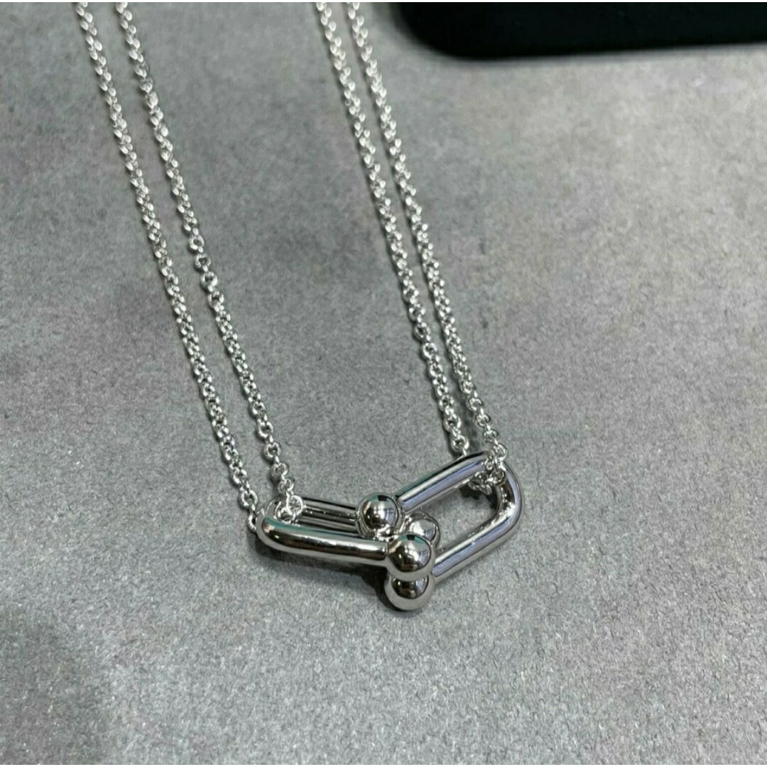 ネックレス15【ハードウェアダブルリンク】silver925　刻印　ユニセックス レディースのアクセサリー(ネックレス)の商品写真