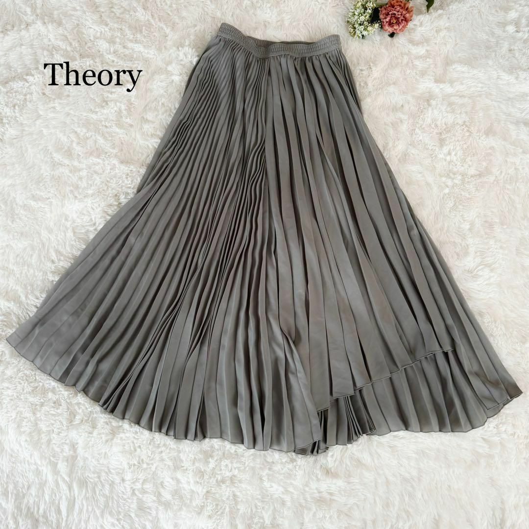 theory(セオリー)の美品 Theory イレギュラープリーツスカート 現行タグ グレー サイズP レディースのスカート(ロングスカート)の商品写真