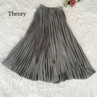 セオリー(theory)の美品 Theory イレギュラープリーツスカート 現行タグ グレー サイズP(ロングスカート)