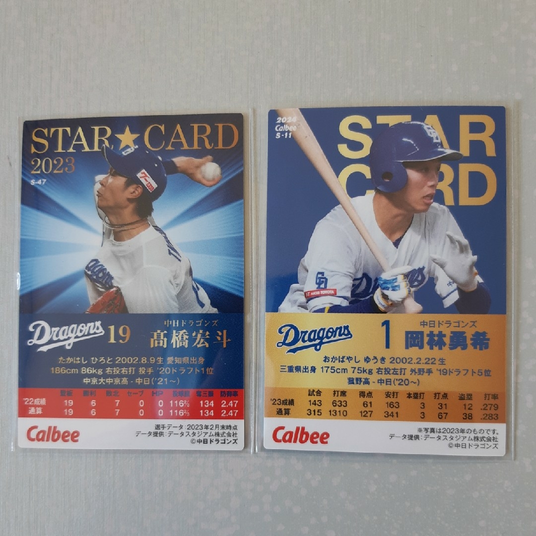 プロ野球チップス　スターカード　サイン入り　2枚 スポーツ/アウトドアの野球(その他)の商品写真