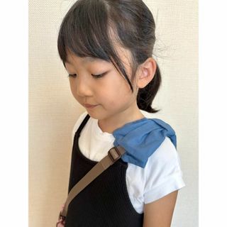 色: ブルー水筒ベルトカバー 肩ひもカバー リボン 子供用 日本製 ブルー(弁当用品)