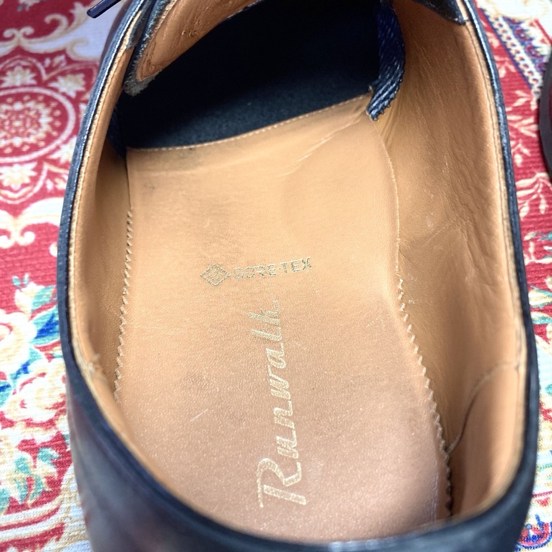 asicsランウォーク黒レザー外羽根GORE-TEXプレーントゥ27cm メンズの靴/シューズ(ドレス/ビジネス)の商品写真
