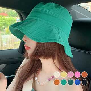 バケットハット 小顔 UV対策 帽子 韓国 レディースハット カラー帽子 紫外線(ハット)