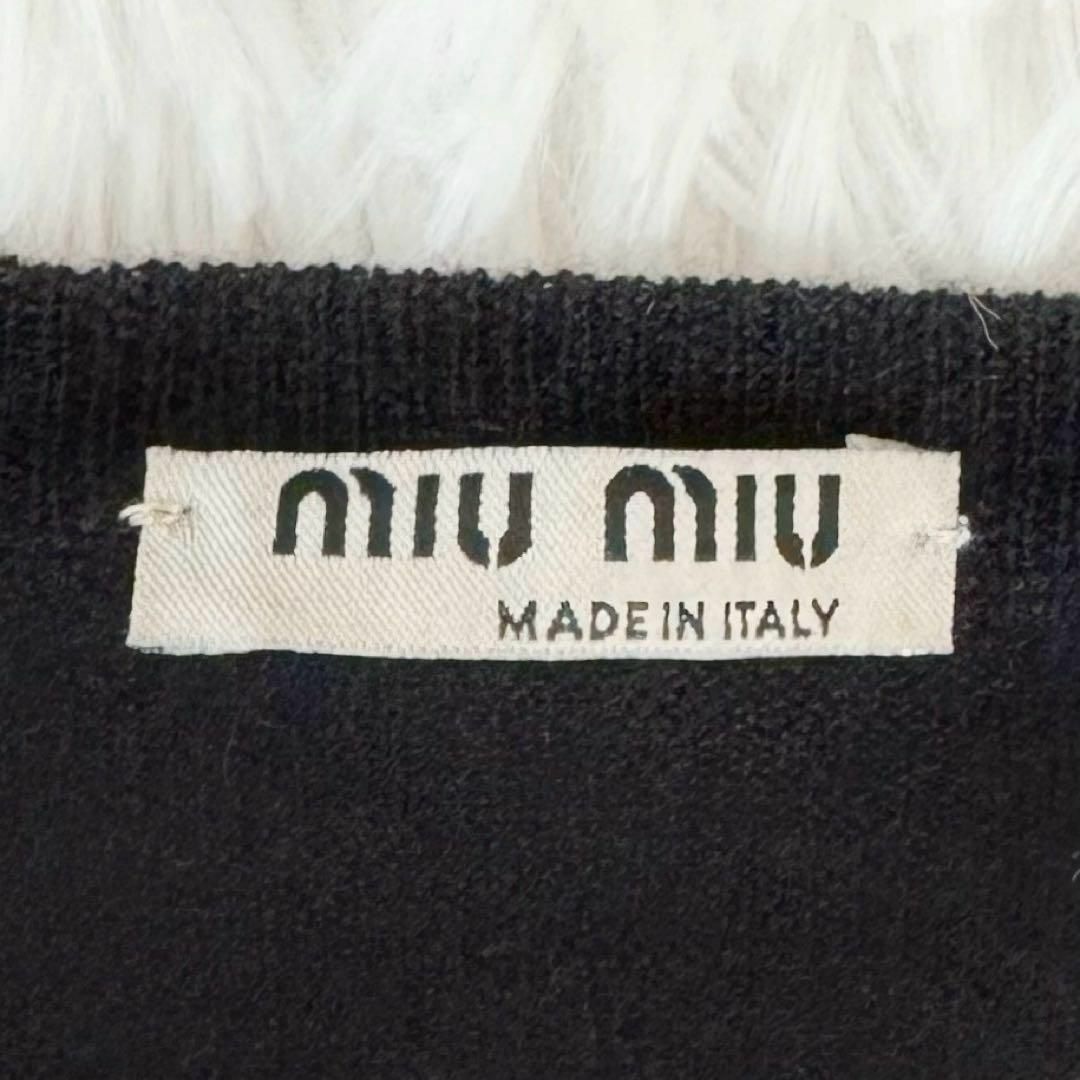 miumiu(ミュウミュウ)のMIU MIU カシミヤシルクカーディガン 裾フリル イタリア製 ブラック 38 レディースのトップス(カーディガン)の商品写真