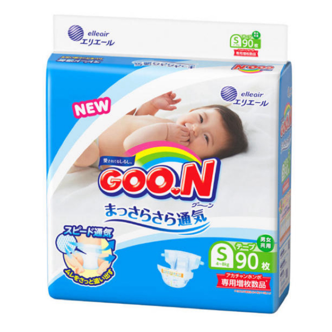 [り様専用]○*GOO.N*○旧パッケージグーンSサイズテープ式78枚×4パック キッズ/ベビー/マタニティのおむつ/トイレ用品(ベビー紙おむつ)の商品写真