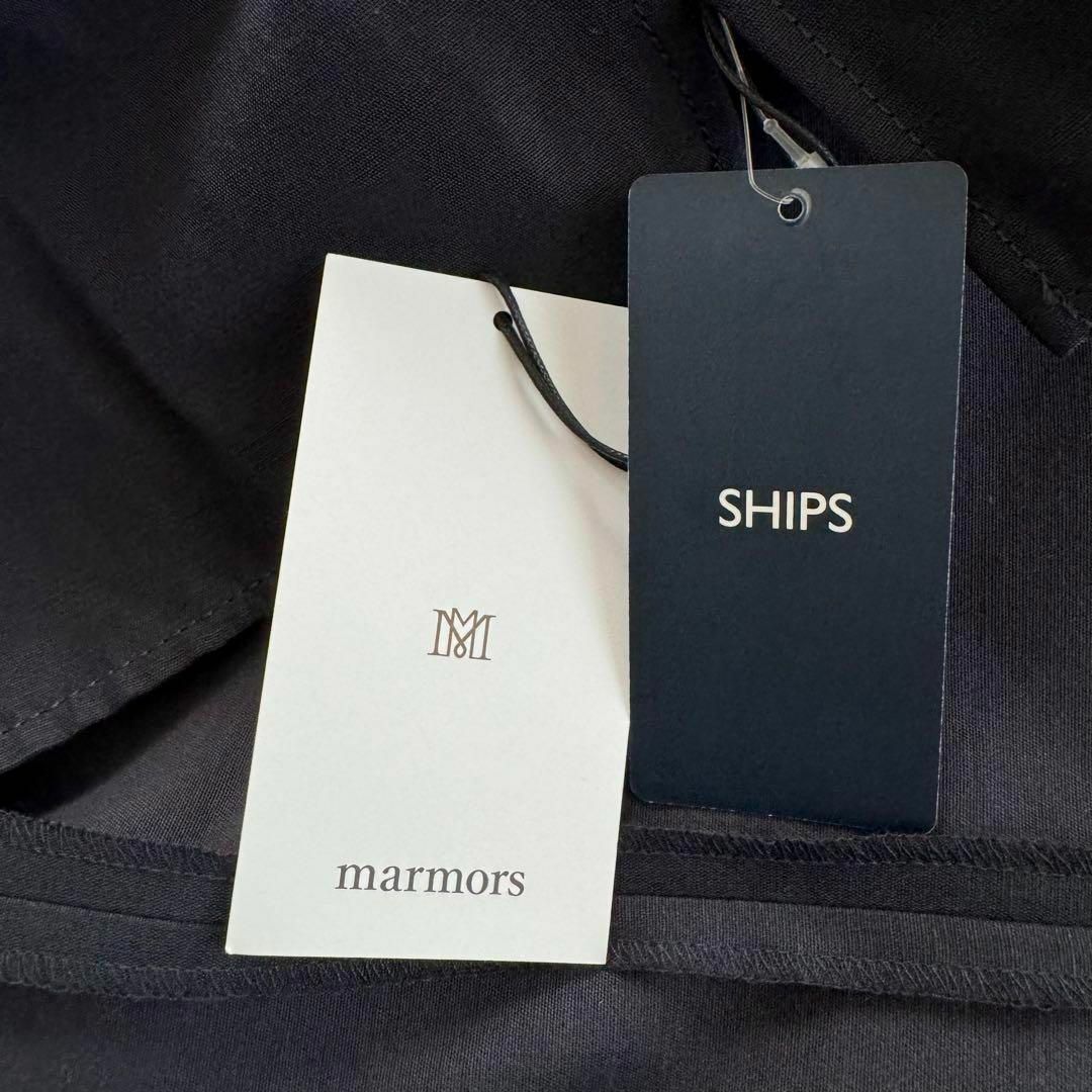 SHIPS(シップス)の新品タグ付 marmors 手洗い可能 クレセントスリーブブラウス ネイビー レディースのトップス(シャツ/ブラウス(長袖/七分))の商品写真