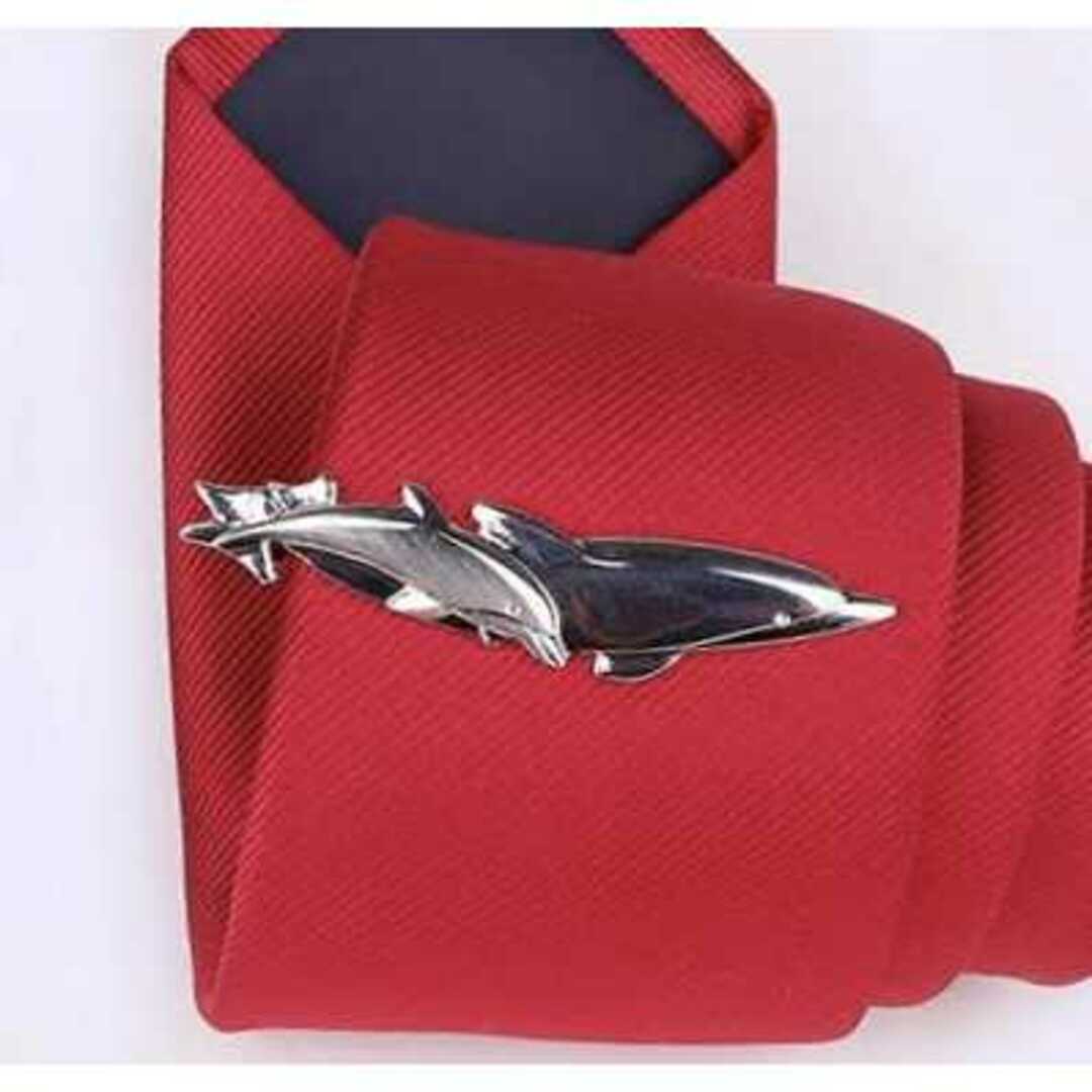 イルカ 親子 ネクタイピン シルバー ネクタイ タイピン  カフスボタン カフス メンズのファッション小物(ネクタイピン)の商品写真