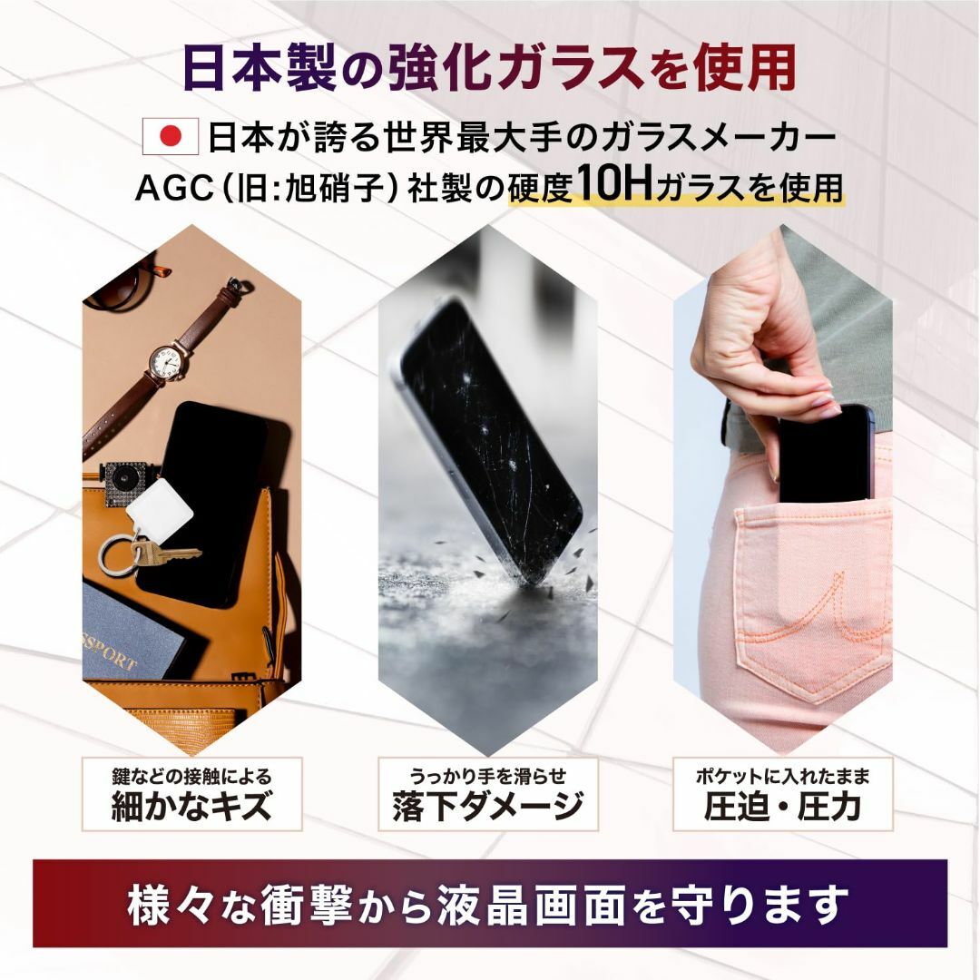 Agrado 覗き見防止 iPhone14Pro 用 ガラスフィルム 10H 保 スマホ/家電/カメラのスマホアクセサリー(その他)の商品写真