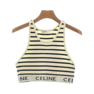 セリーヌ(celine)のCELINE セリーヌ ノースリーブ -(XS位) アイボリーx紺(ボーダー) 【古着】【中古】(タンクトップ)