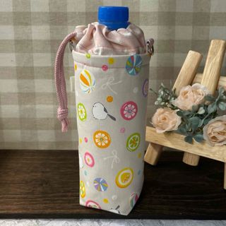 ペットボトルカバーハンドメイド　シマエナガと飴菓子と(弁当用品)