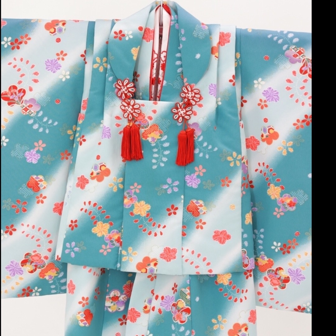 【値下げ】七五三　3歳着物　被布 キッズ/ベビー/マタニティのキッズ服女の子用(90cm~)(和服/着物)の商品写真