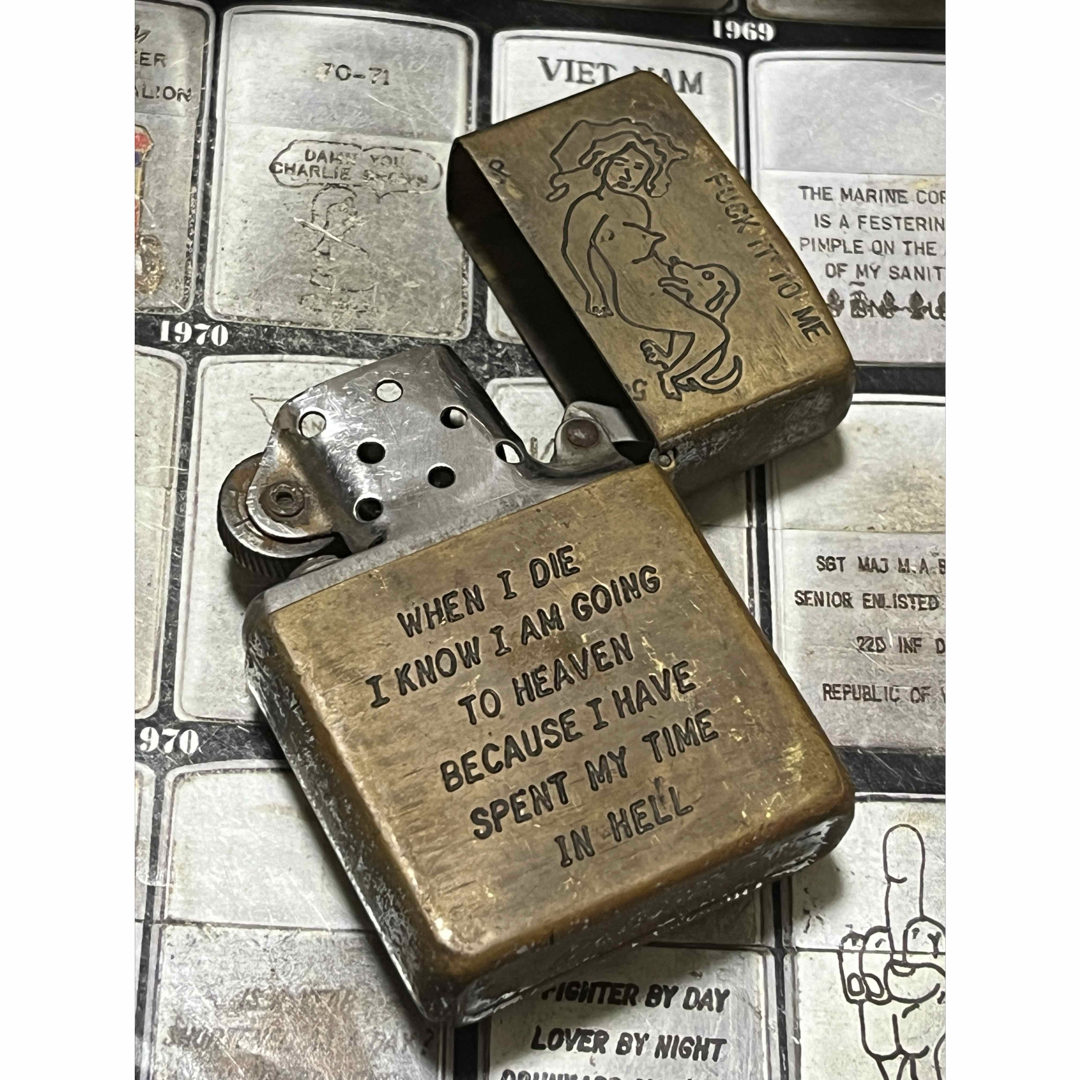 ZIPPO(ジッポー)の【ベトナムZIPPO】本物 1969年製ベトナムジッポー「ウーマン＆ドッグ」 メンズのファッション小物(タバコグッズ)の商品写真