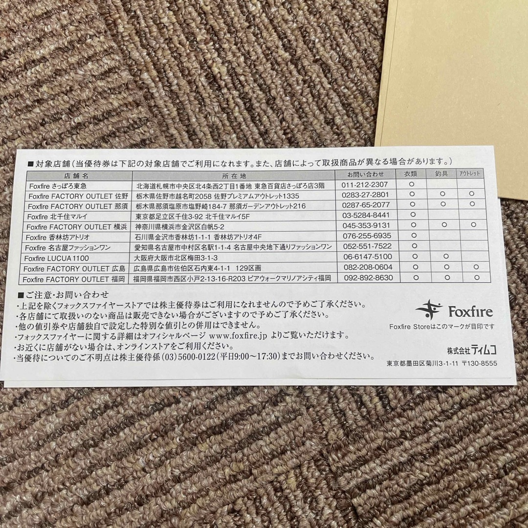 ティムコ 株主優待券 チケットの優待券/割引券(その他)の商品写真