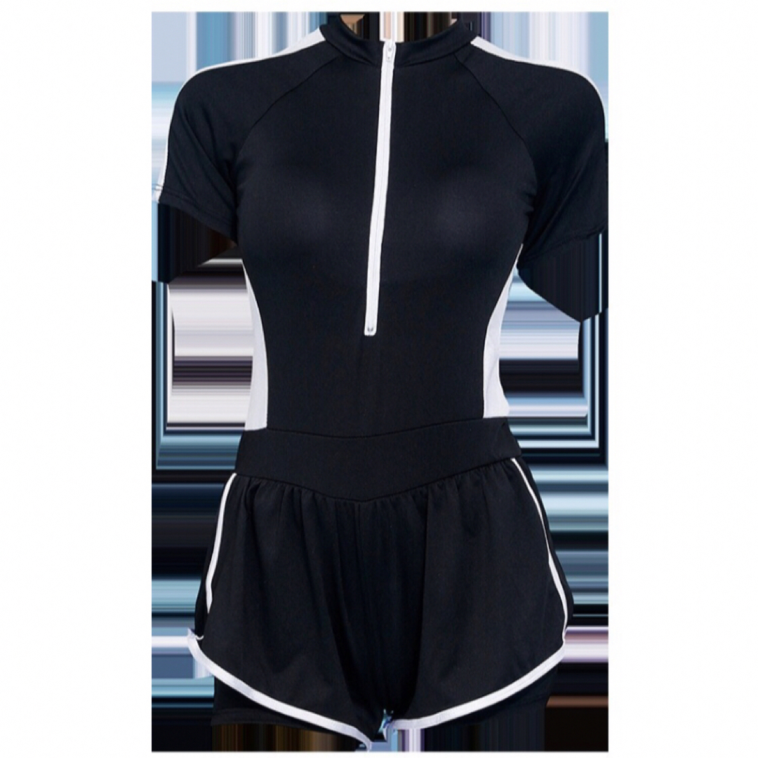 水着 スポーツジム スイムウェア 体型カバー フィットネス水着 レディース 黒 レディースの水着/浴衣(水着)の商品写真
