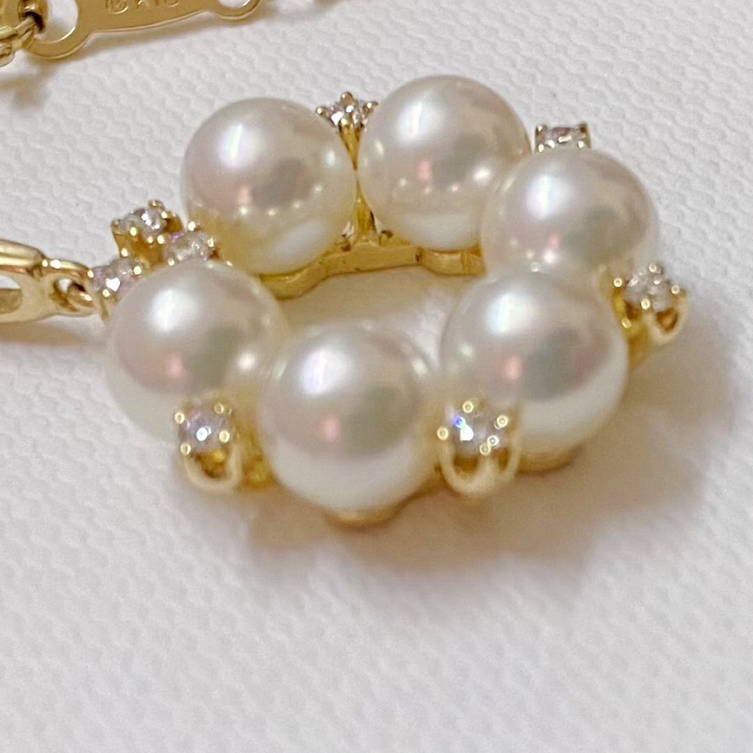 MIKIMOTO(ミキモト)の御木本ミキモト MIKIMOTO K18 ダイヤモンド　ベビーパール　ネックレス レディースのアクセサリー(ネックレス)の商品写真