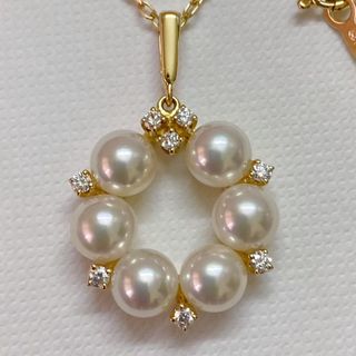 ミキモト(MIKIMOTO)の御木本ミキモト MIKIMOTO K18 ダイヤモンド　ベビーパール　ネックレス(ネックレス)