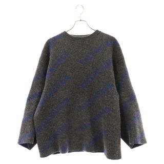 バレンシアガ(Balenciaga)のBALENCIAGA バレンシアガ 20AW Allover Logo Knit Sweater 623283 T1567 ロゴニットスウェットセーター オーバーサイズ 総柄ロゴ グレー/ブルー(ニット/セーター)