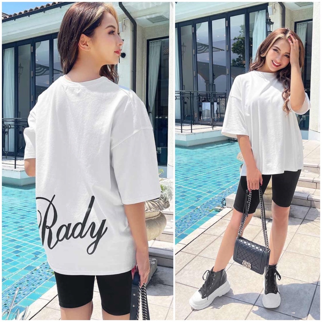 Rady(レディー)の新品Rady♡バイカラーロゴTシャツSオーバーサイズ レディースのトップス(Tシャツ(半袖/袖なし))の商品写真