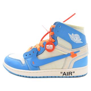 ナイキ(NIKE)のNIKE ナイキ  × OFF-WHITE AIR JORDAN 1 POWDER BLUE UNC オフホワイト エアジョーダン1 パウダーブルー ハイカットスニーカー ホワイト/ブルー US10/28cm AQ0818-148(スニーカー)