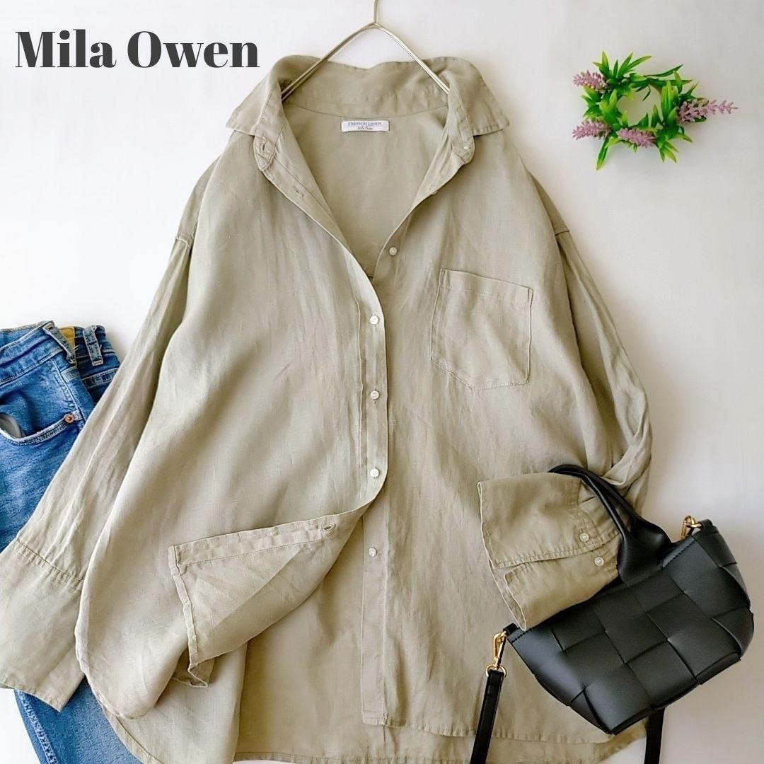 Mila Owen(ミラオーウェン)のVolver様2点ご専用です　ミラオーウェン　長袖シャツ　リネン100% レディースのトップス(シャツ/ブラウス(長袖/七分))の商品写真