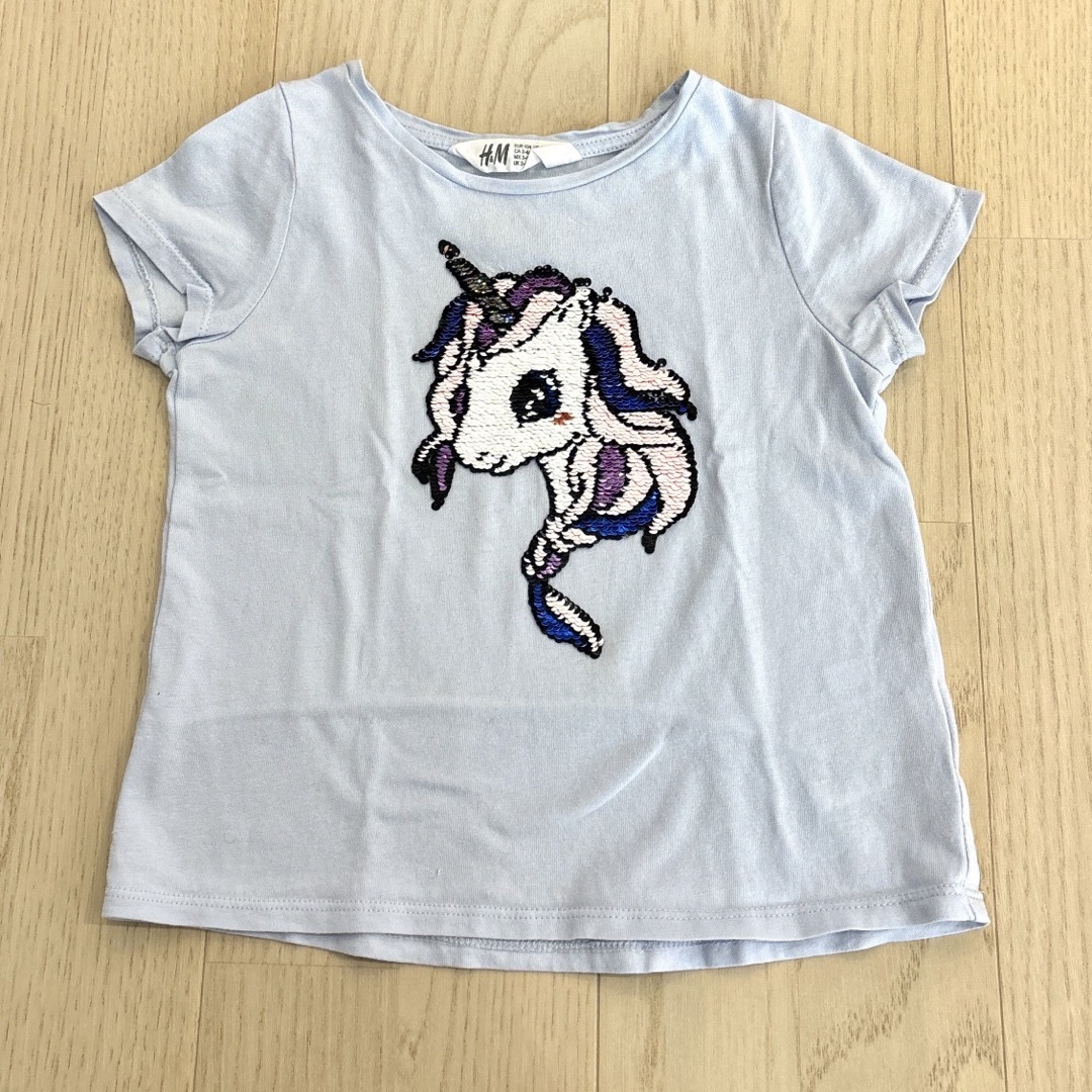 H&M(エイチアンドエム)のスパンコール　Tシャツ キッズ/ベビー/マタニティのキッズ服女の子用(90cm~)(Tシャツ/カットソー)の商品写真