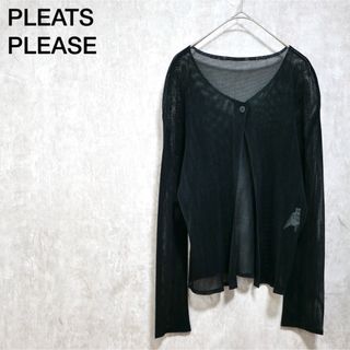 美品 PLEATS PLEASE Tatami メッシュカーディガン ブラック