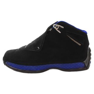 ナイキ(NIKE)のNIKE ナイキ 観賞用 02年製 AIR JORDAN 18 OG Black Sport Royal エアジョーダン18 ブラックスポーツロイヤル ハイカットスニーカー ブラック ブルー US8./26.5cm 305869-041(スニーカー)