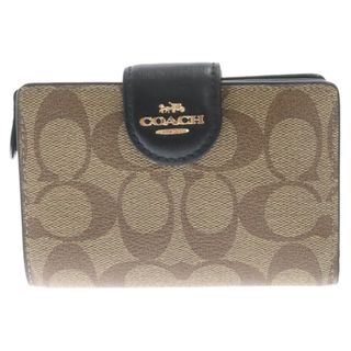 コーチ(COACH)のCOACH コーチ シグネチャー 二つ折り財布コーナー ジップ ウォレット FC0082 C0082 ブラウン(折り財布)