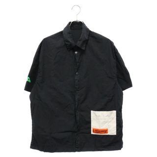 HERON PRESTON ヘロンプレストン Blouse Black Short Sleeve Shirt ボクシーフィット シャツ ロゴ パッチポケット 半袖シャツ HMGA012S20876006(シャツ)